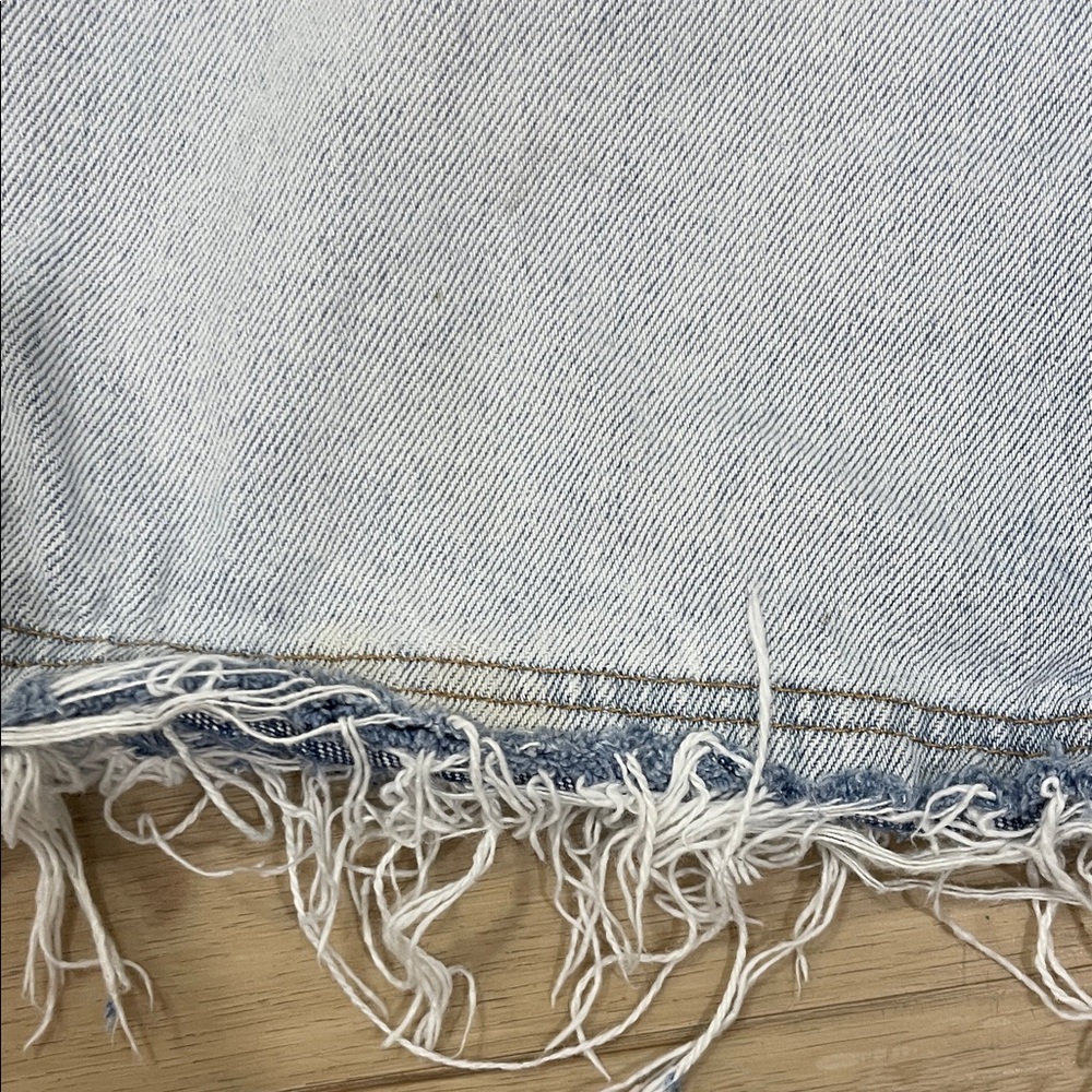 BDG Frayed Hem Light Blue Jean Shorts - Picture 8 of 8